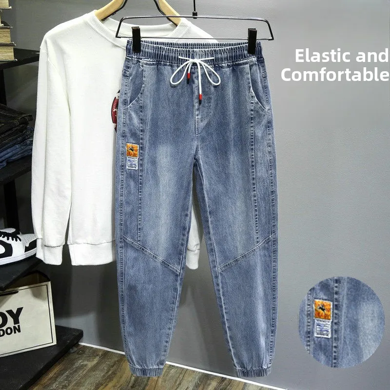 

Casual Loose Men's Jeans Workwear Trousers Spring Autumn New Style Harlan Long Pants Elastic Waistband Comfortable Fit