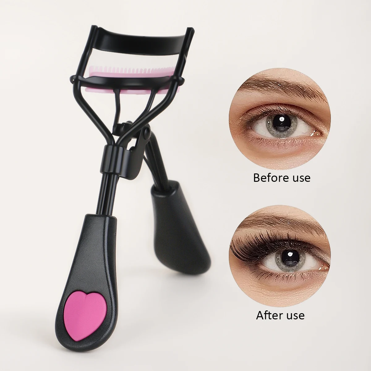 Modelador de cílios portátil com 10 almofadas de silicone e 1 pente espiral e 1 pente de sobrancelha escova de cílios, que não prejudica os cílios.