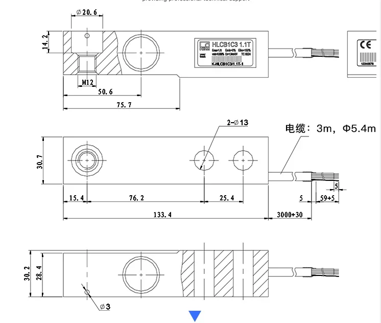 HBMs load cell HLCB1C3 220kg 550kg1.1t2.2t HLCA1C3 cantilever 4.4t