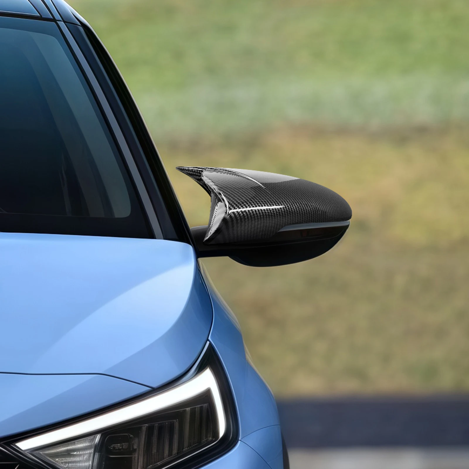 

Стиль углеродного волокна для Hyundai i20N 2021-2024, крышка зеркала заднего вида, боковая крышка двери, чехол, внешние аксессуары