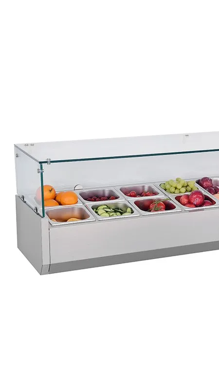 Commercial Table Refrigerator Counter Top Fruit Salad Bar Refrigerator Display Fridge Showcase