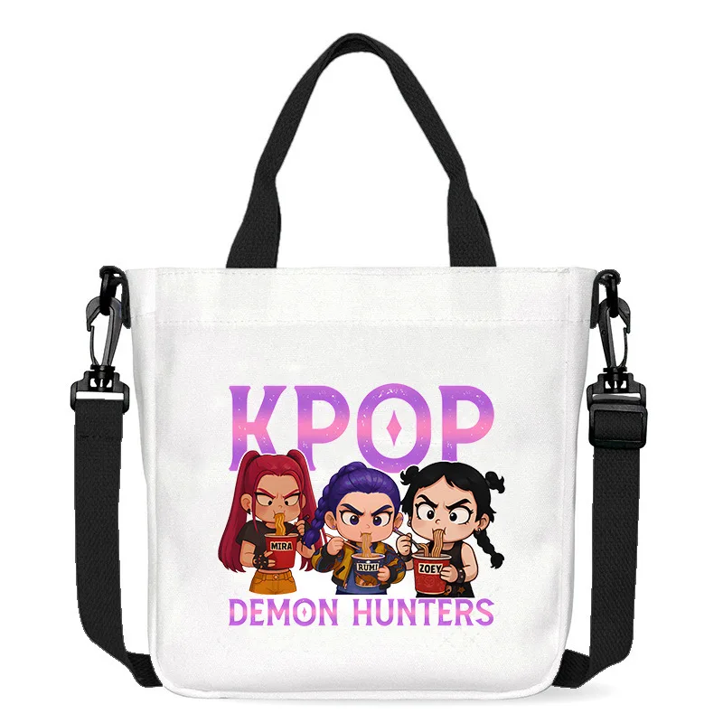 Bolso de hombro Kpop Demon Hunters, bolso de dibujos animados, bolso cruzado de gran capacidad, bolsa de almacenamiento de lona portátil a la moda, regalo