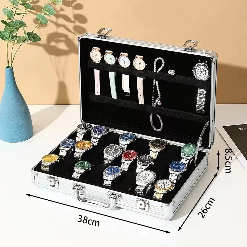 1pc 24 Slots Aluminum Alloy Watch Box,6 Slots Watch Organizer Convenient Watch Display Packaging Box
