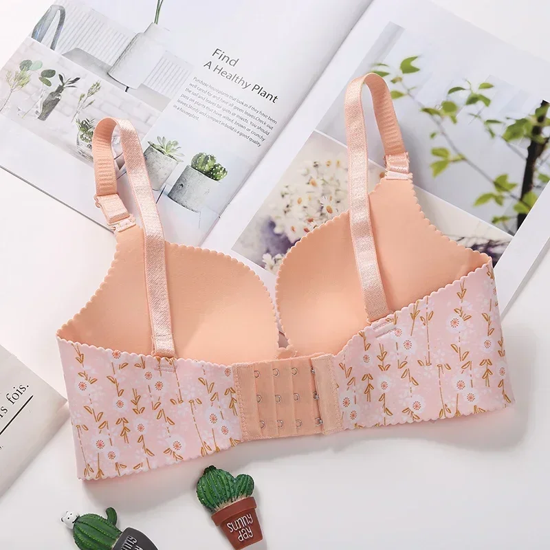 Damen-BH mit Blumenmuster, nahtlos, einteilige Unterwäsche, sexy Push-up-Dessous für den täglichen Gebrauch – Detail 11