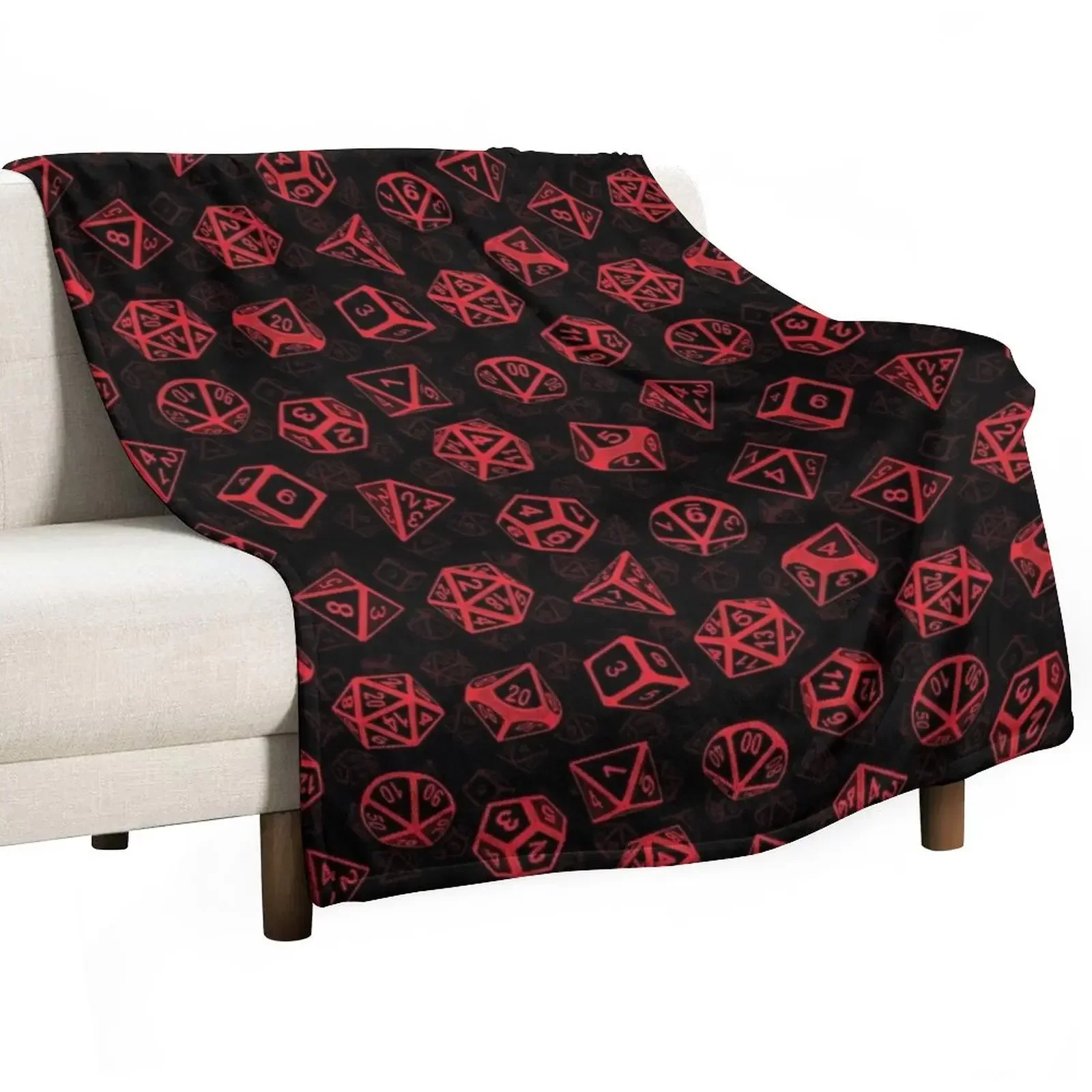 

D20 Dice Set Pattern (Red) Throw Blanket Picnic Designers Blankets