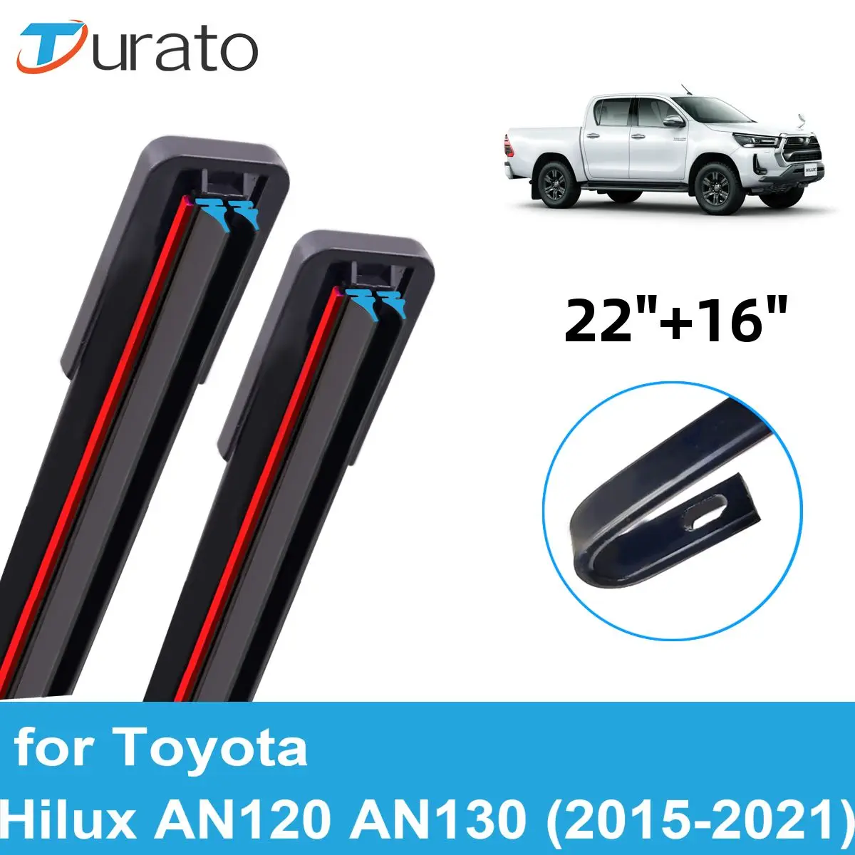 2PCS Car Wiper Blades for 2015-2021 Toyota Hilux AN120 AN130 Front Windscreen Windshield Double Rubber Car Accessories 2020 2021