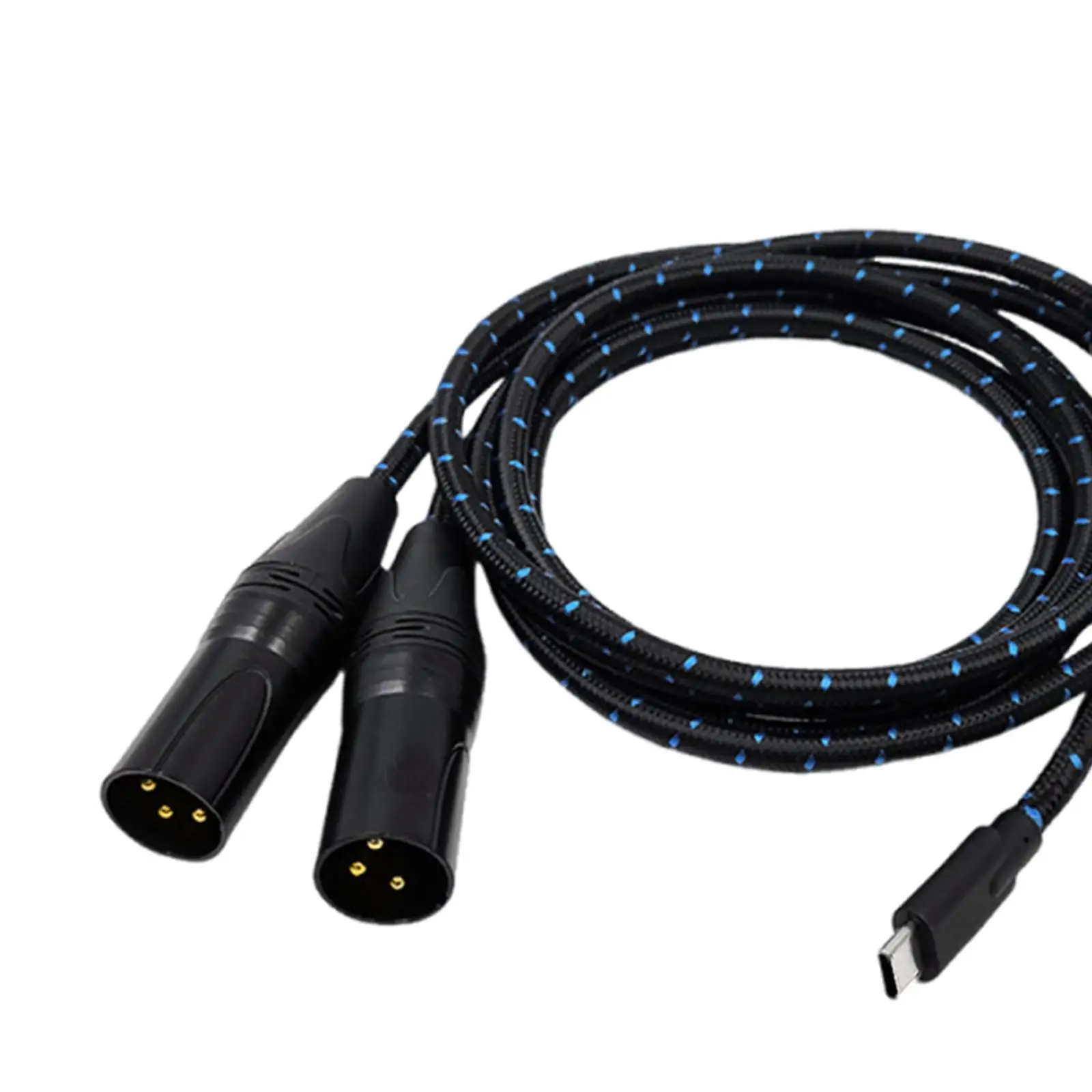 Cable macho tipo C a 2 XLR de 2 m/ 6,6 pies para conectar computadoras portátiles de teléfonos móviles