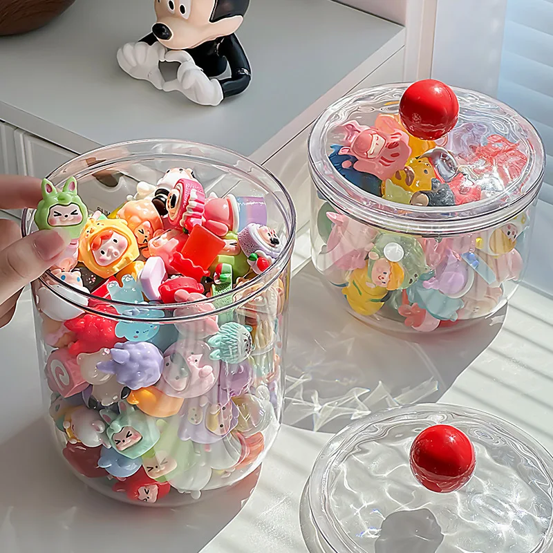 Cute Granule Figurine Storage Jar Transparent Dust-Proof Small Figurine Plastic Mini Storage Box Home Storage Ornament