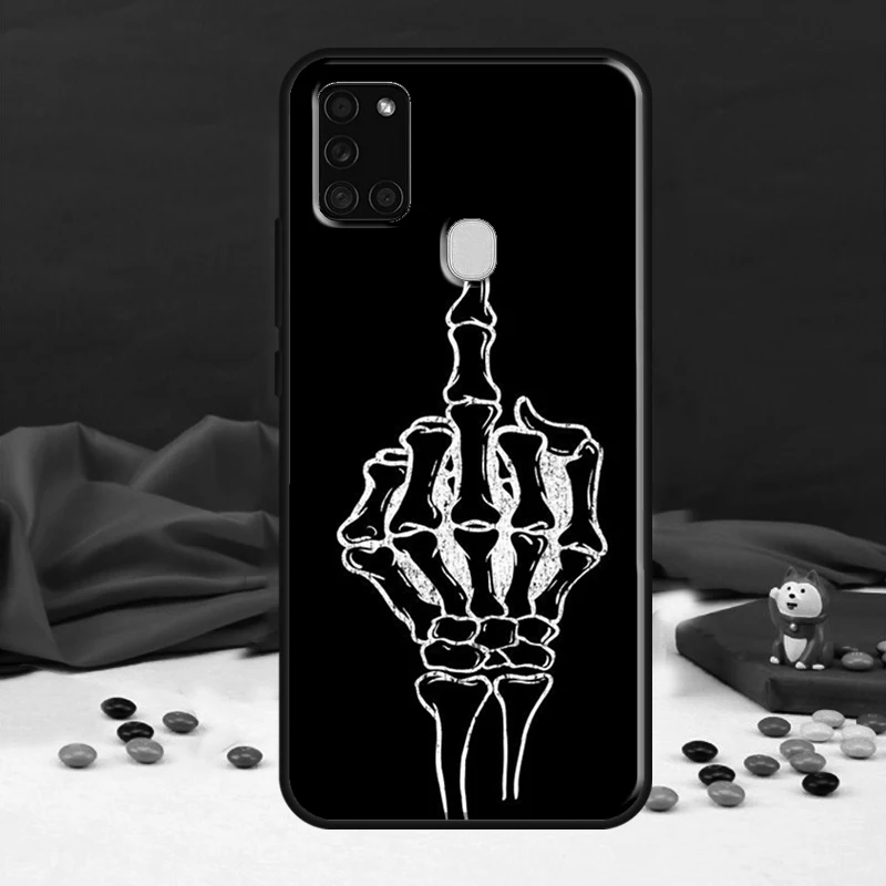 Middle Finger Skeleton Skull Bone For Samsung Galaxy A34 A54 A14 A52 A32 A22 A12 A13 A53 A11 A51 A71 A50 Phone Case