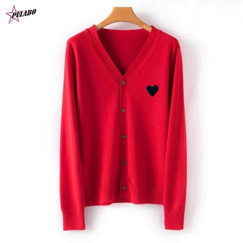 

(Have Eye) Japan Brand Men Women Cardigan Heart Eye Embroidered Cotton Single Breasted Long Sleeves Spring Autumn Casual Sweater