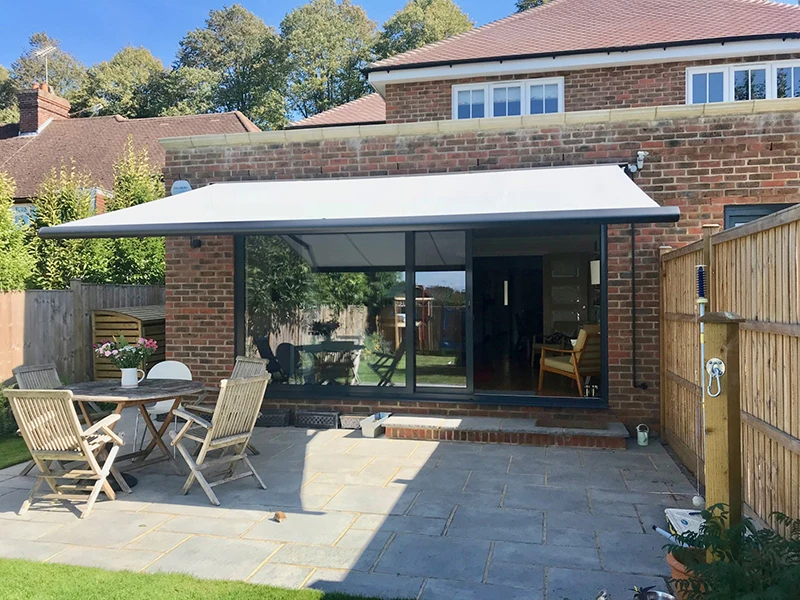 Premium Retractable Awning with Aluminum Frame, Max 6m x 3m Size, Waterproof Sun Shade, PU Coated Polyester Wall Mounted Canopy