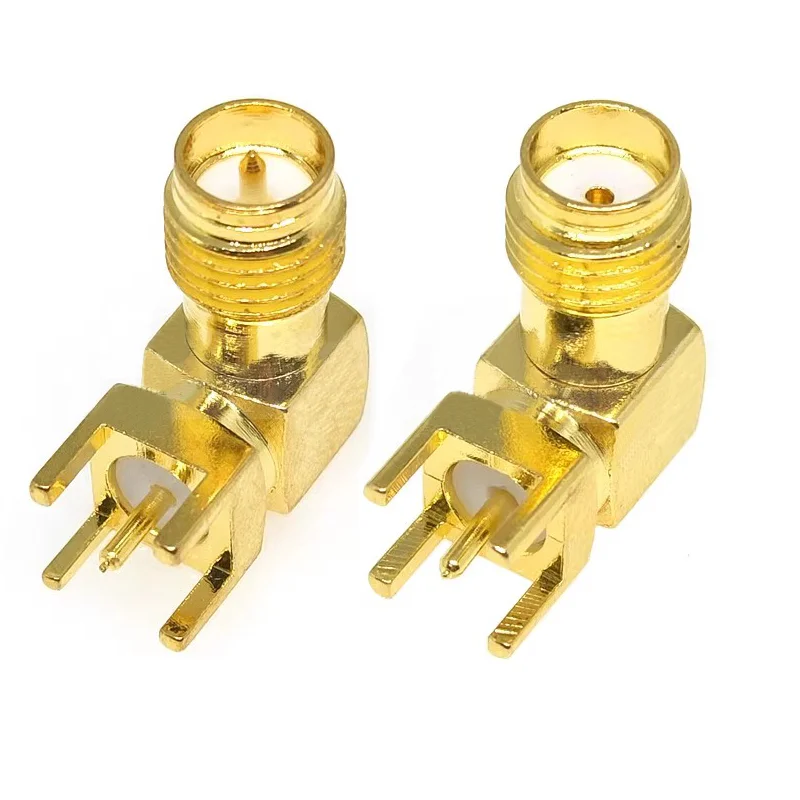Adaptador SMA-KWE SMA hembra enchufe, conector de montaje en borde soldado, RF coaxial en ángulo recto, 5/20/100 piezas