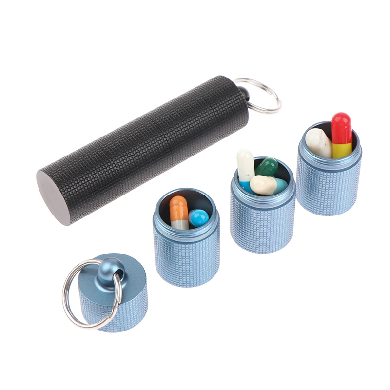 Mini Drug Bottle Holder Aluminum Alloy Medicine Container Small Portable Pill Box Case Waterproof Keychain Keep Tool