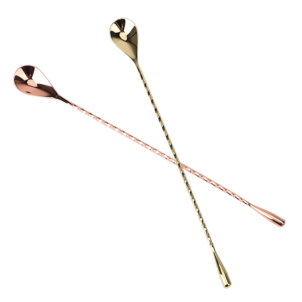 Bar Tool 30/40cm Mixing Cocktail Spoon Stainless Steel Stir Spoon Bar Teadrop Spoon Spiral Pattern Bartender Tools