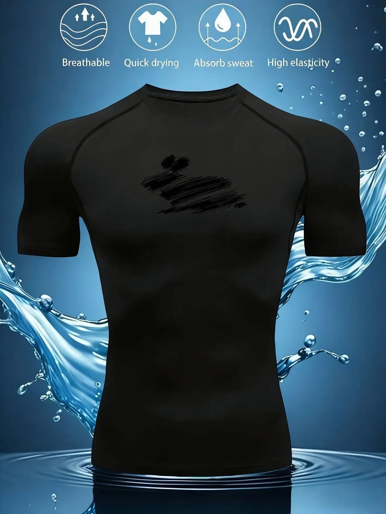 Herren-Sport-T-Shirt mit kurzen Ärmeln, geeignet für den Innen- und Außenbereich bei verschiedenen Anlässen. Unterhemd vom guten Typ, gut für den Menschen