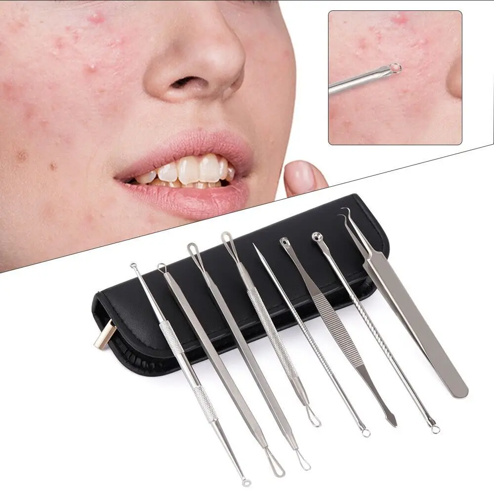 8PCS/Set Fashion Face Skin Care Makeup Tools Acne Extractor Blemish Treatments Comedone Remover Blackhead Pimple Remover