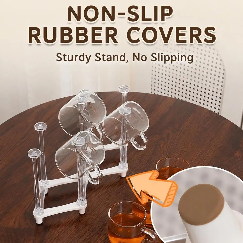Durable Plastic Cup Drying Rack Anti-slip Space Saving Inverted Cup Holder Cup Draining Holder Cup