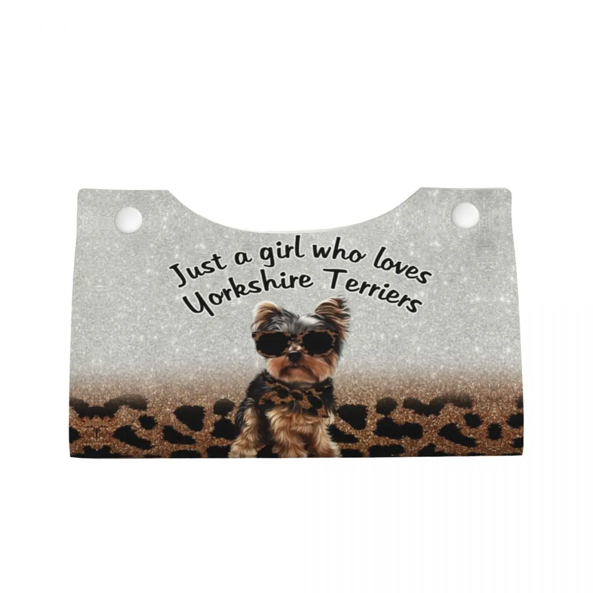 Custom Just A Girl Who Loves Yorkies Tissue Box Cover Rectangular PU Leather Yorkshire Terrier Facial Tissues Holder for Home