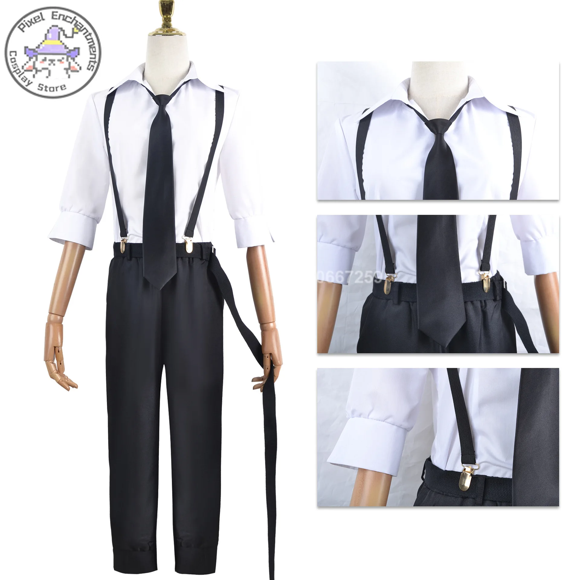 Bungo streunende Hunde Anime Akutagawa Ryunosuk Nakajima Atsushi Cosplay Kostüm schwarze Uniform Outfits Halloween Party für Frauen Männer