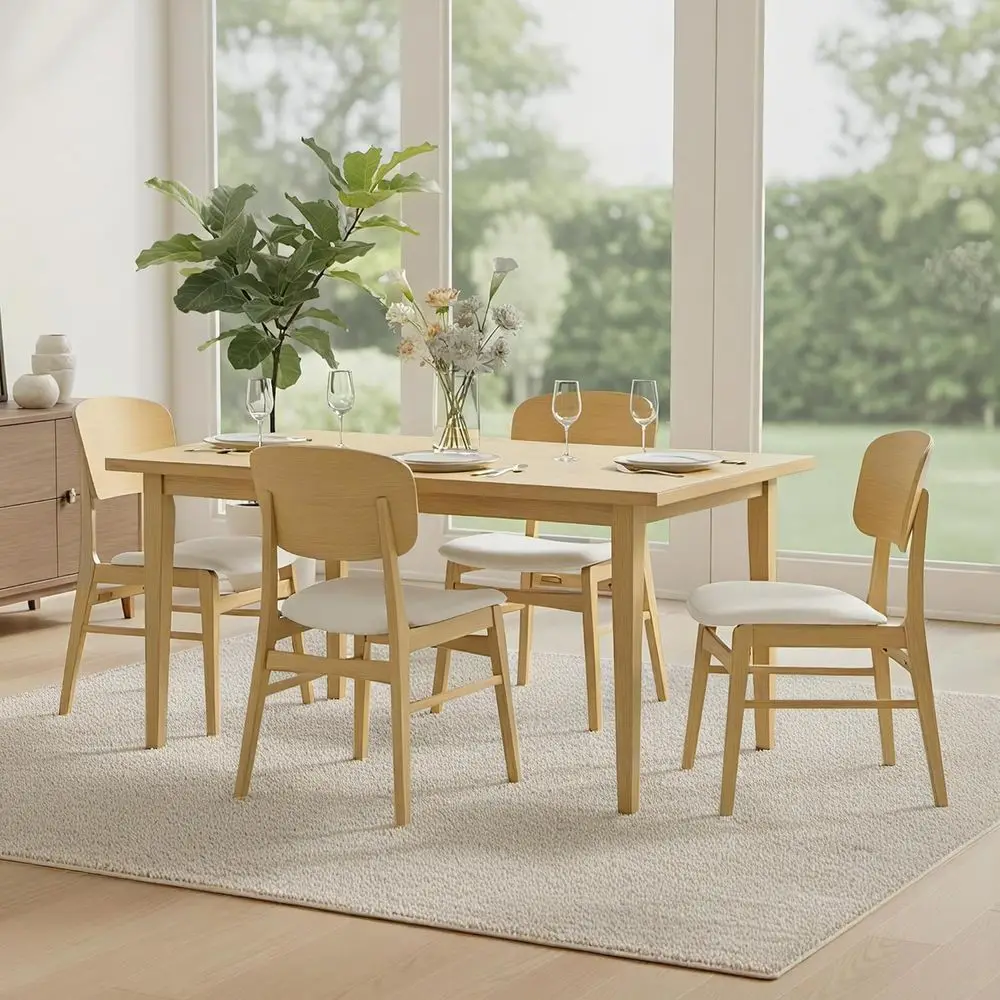 

Комплект из 4 деревянных обеденных стульев, обитые стулья для столовой, кухонные стулья из дуба Century с эргономичной деревянной спинкой или подлокотниками