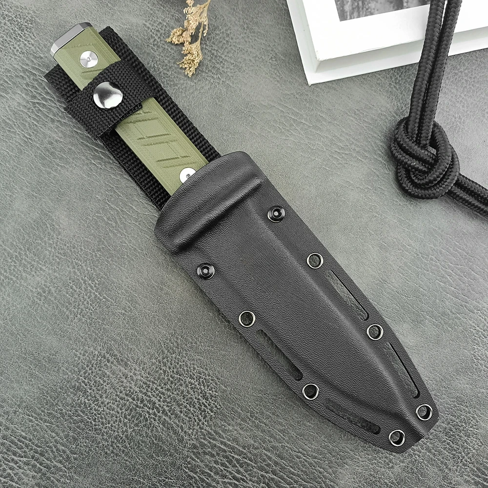 G10 Handle High Hardness Full Tang Field Knife, Tactical Straight Knife, Durable Kydex Sheath, Camping Hunting Multi Knives