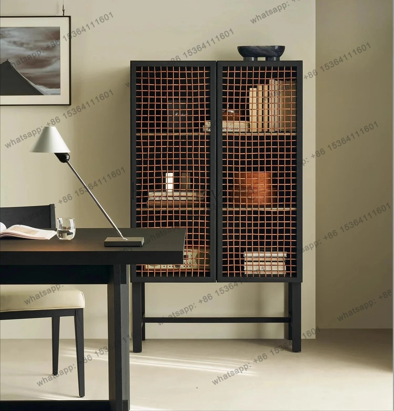 

LXGu Боковой шкаф от пола до потолка из воловьей кожи из ротанга для гостиной Home Wabi Боковое хранилище Шкаф для хранения в спальнеSSS