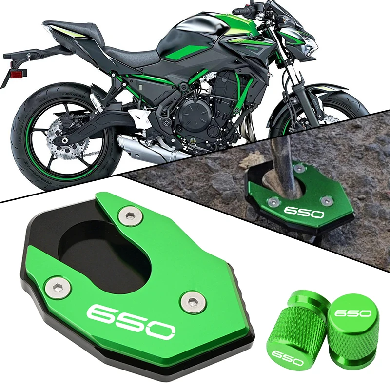 Motorcycle Accessories Kickstand Foot Side Stand Extension Pad Support Plate Fit For KAWASAKI Z650 Z650RS Z 650/650RS 2017-2023