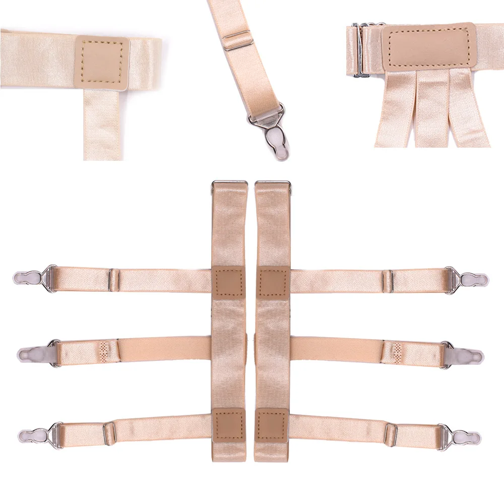 1Pair Mens Shirt Stays Garters Elastic Nylon Adjustable Shirt Holders Crease-Resistance Belt Suspenders Braces