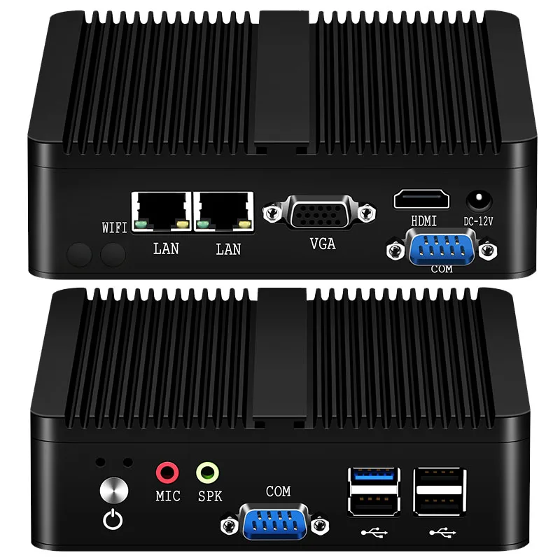 Picture 7: Intel Celeron J1900 Fanless Mini PC Compact Low Power 2×RS232 2×Gigabit LAN WiFi VGA HDMI 4×USB Support Linux Windows10 Ready