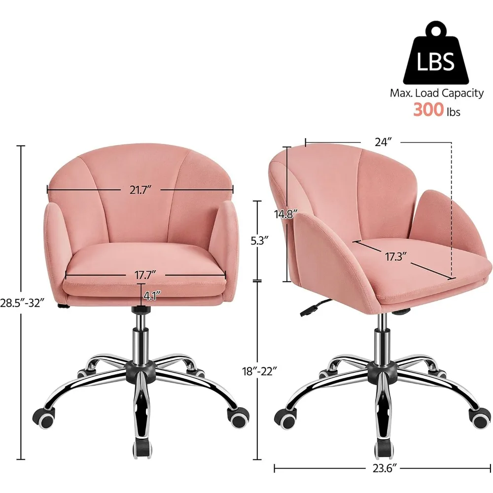 Schreibtischstuhl, süßer Samtstuhl für das Heimbüro, Schminkstuhl mit Rollen, Armlehnen, moderne drehbare Rollstühle für Schlafzimmer