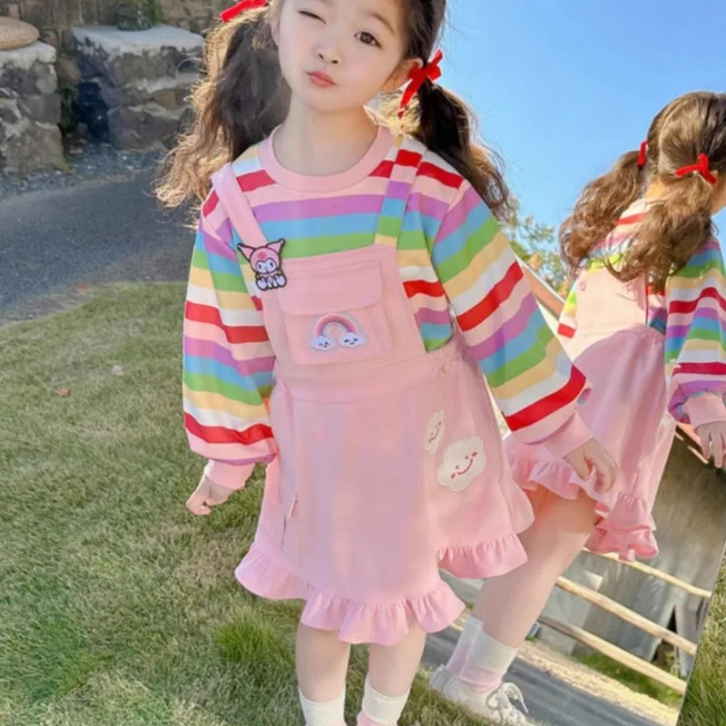 

Kawaii Kuromi Sanrio Student Cute Cartoon Princess Dress Children Comfortable Warm Hoodie Skirt Birthday Gift for Kids