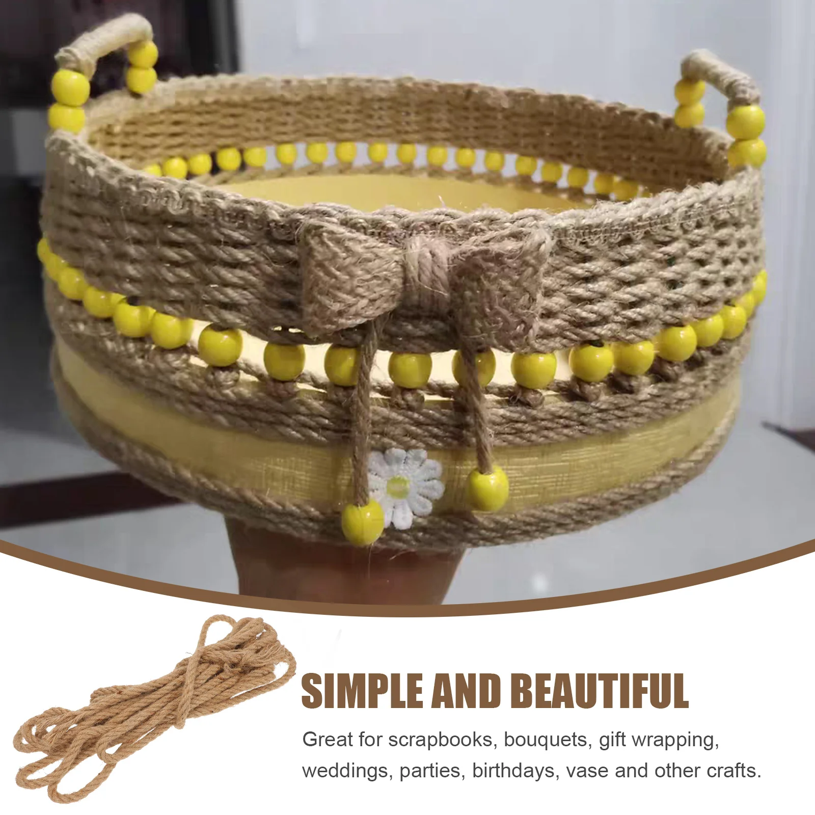 1 conjunto de corda de juta trançada, fio decorativo grosso, embalagem, artesanato, casa, árvore de natal, guirlanda, acessório de festa