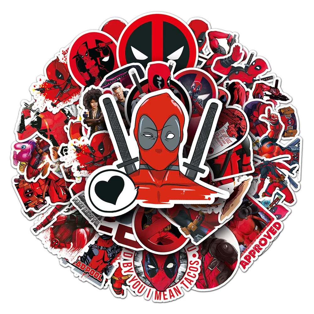 10/30/50PCS Marvel Hero Deadpool Stickers Disney Cartoon Decals For Skateboard Laptop Guitar Phone Car Waterproof Graffiti Toys