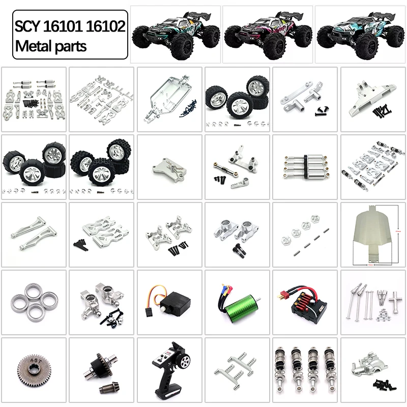 16101PRO 16101 16102PRO 16102 Teile Metall-Upgrade Arm Schwingender Stoßdämpfer Getriebe Antriebswelle Reifen Lager Fahrgestell