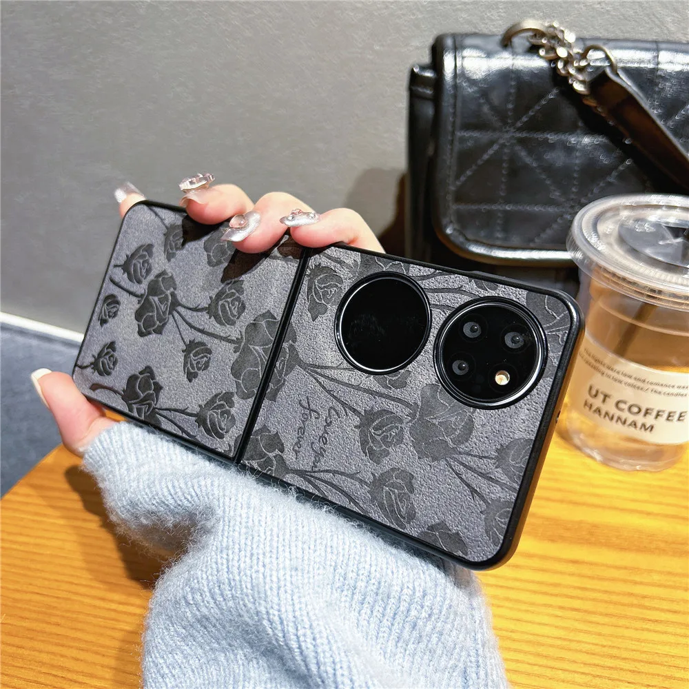 화웨이 P50Pocket S 케이스, 패션 레트로 플라워 폰 케이스, P50Pocket 커버, 화웨이 Pocket2 케이스