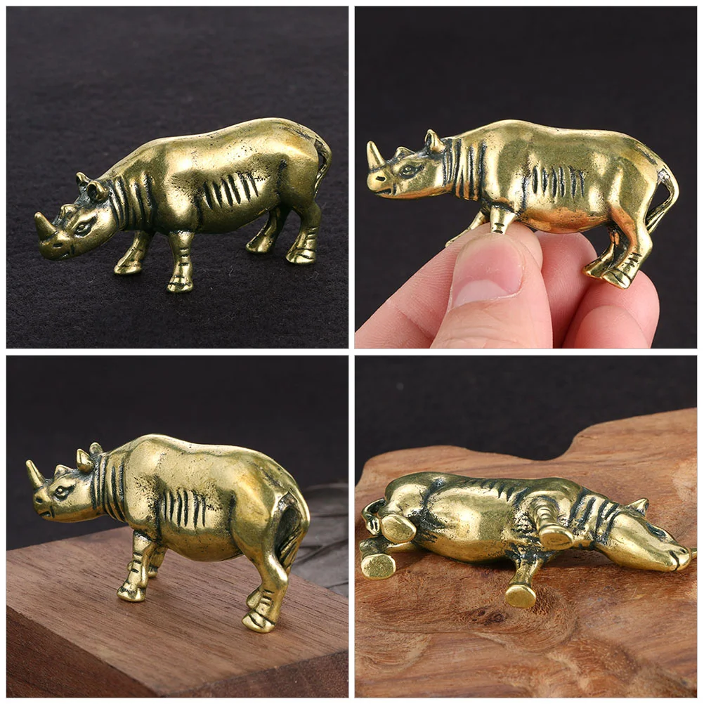 Figurines Decor Rhinoceros Ornaments Vintage Miniature Animal Statue Model Sculpture Goldendoodle