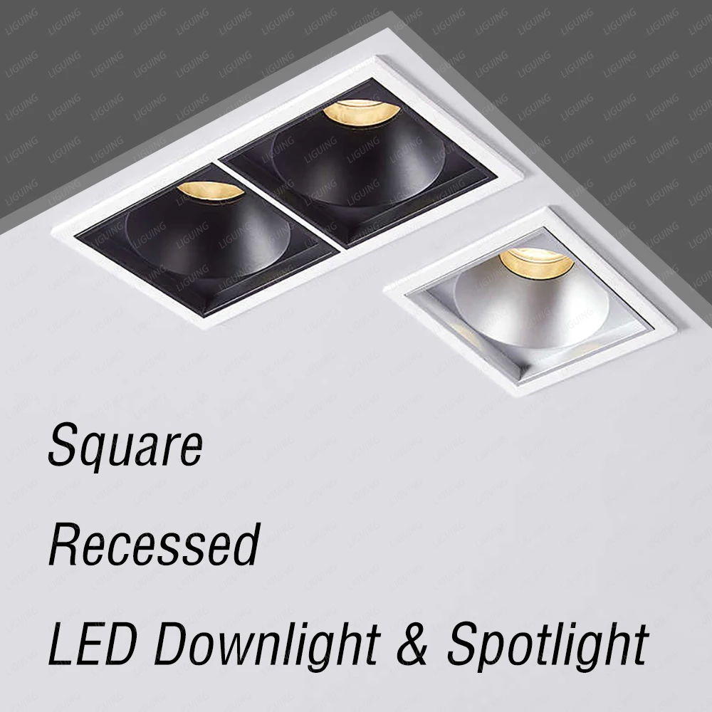 

Встраиваемый светодиодный потолочный светильник с регулируемой яркостью, квадратные прожекторы для кухни, гостиной, спальни, освещение, бесплатная доставка