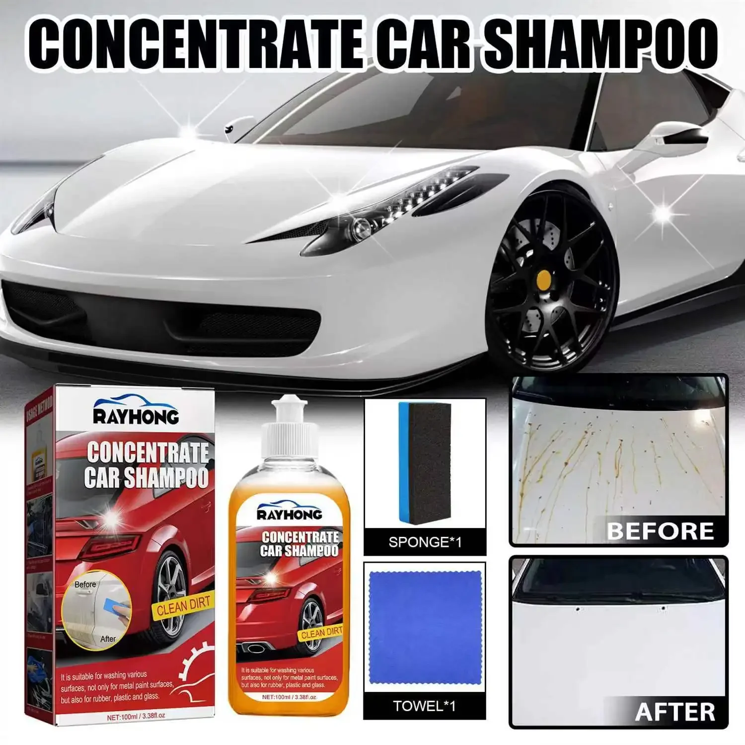 

Car Wash Concentrate Multifunctional Car Cleaning Paint Coating Tire Rim Decontamination Cleaning Agent Car Beauty Supplies