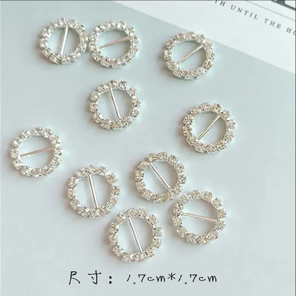 20Pcs/Lot Bling Metal Rhinestone Buckle Sliders Clear Crystal Ribbon Buckles For Bags Wedding Decoration DIY Accessories