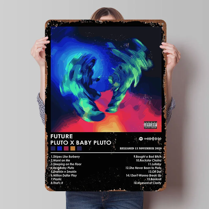 

Плакат Future Pluto Baby Pluto, индивидуальные винтажные металлические таблички, настенный декор, ретро-пластиковая табличка для украшения спальни, игровой комнаты, декор