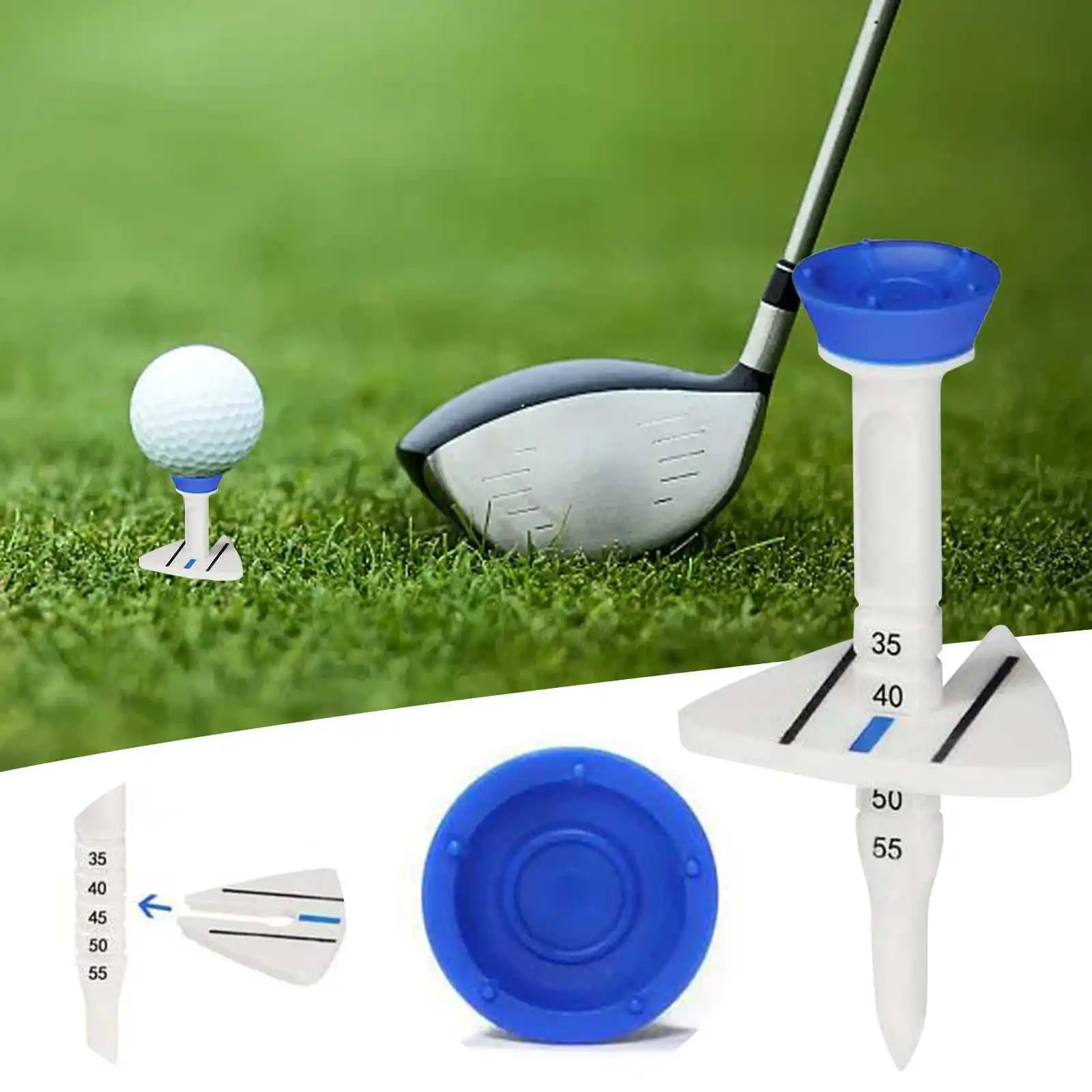 

33-55mm Adjustable Golf Tee 1/4/8Pcs Reduced Side Spin Friction Training Accessories