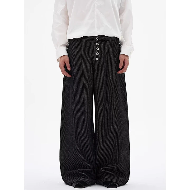 KEQI Men's Black Y2k Baggy Grunge Stripe Jeans Japandi Style Vintage Oversize Jean Pants Harajuku Wide Denim Trousers Clothes