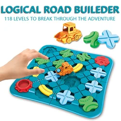 Road Building Maze Building Blocks Puzzle Lógico Road Builder com 118 desafios Brinquedos Montessori Educacionais Pais-Filhos