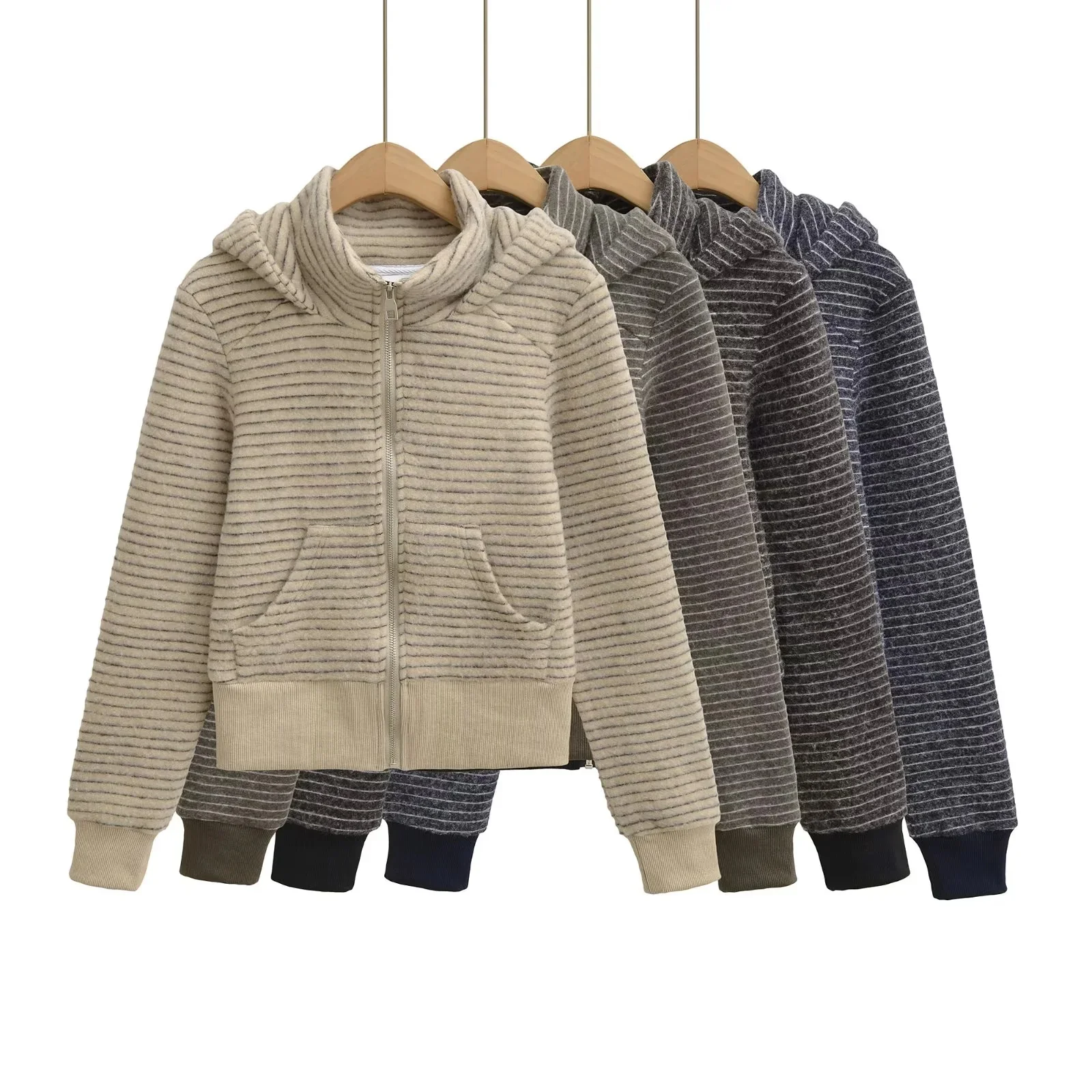 

Женское пальто в стиле ретро с капюшоном для похудения, осенне-зимнее новое пальто на молнии для поездок на работу, ткань Thiened