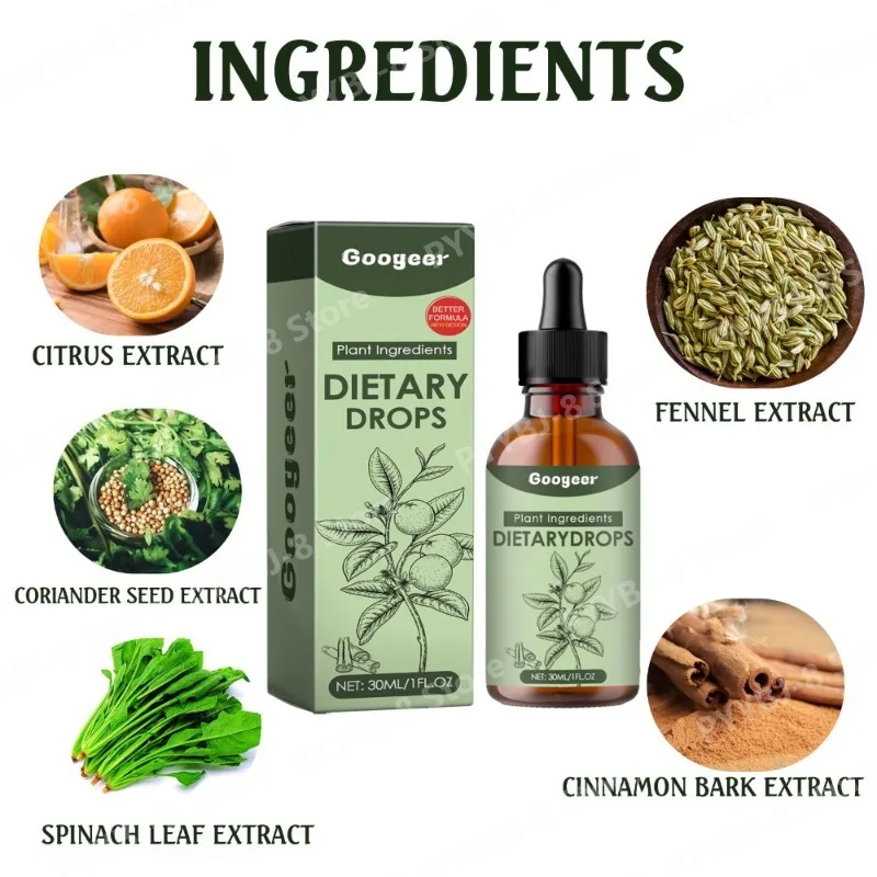 30ml Multiple Plant Dietary Drops with Citrus Fennel & Cinnamon Extract Promote Metabolism and Relieve Stress Nutrient Support