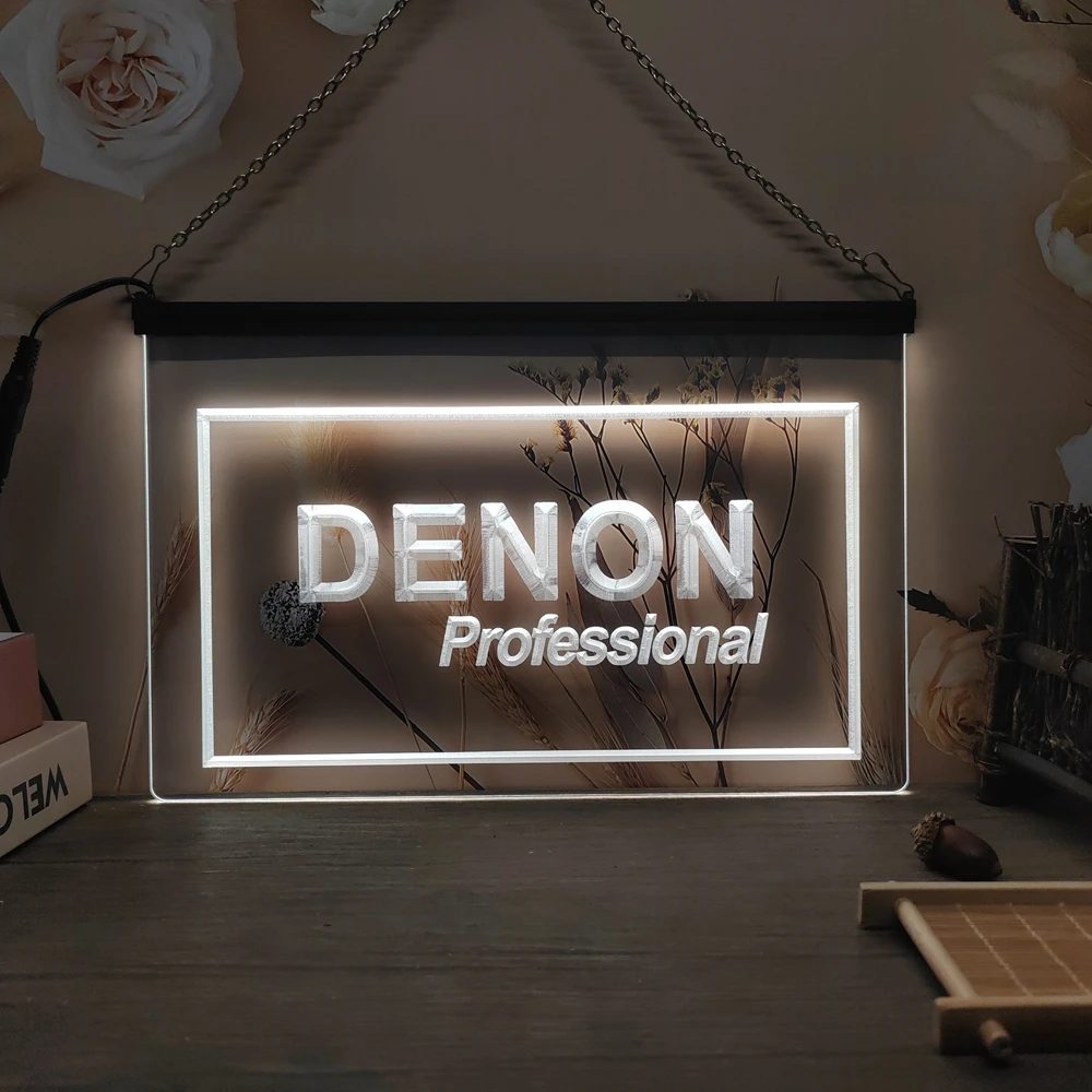 Denon Home Theater Audio-cartel de neón LED Vintage, carteles, 3D tallado, pared, hogar, habitación, dormitorio, oficina, decoración de granja