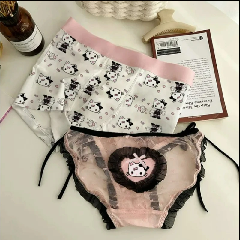 Miniso Kuromi Lovers Underwear Pink Ice Silk Breathable Cartoon Boyshort Briefs.