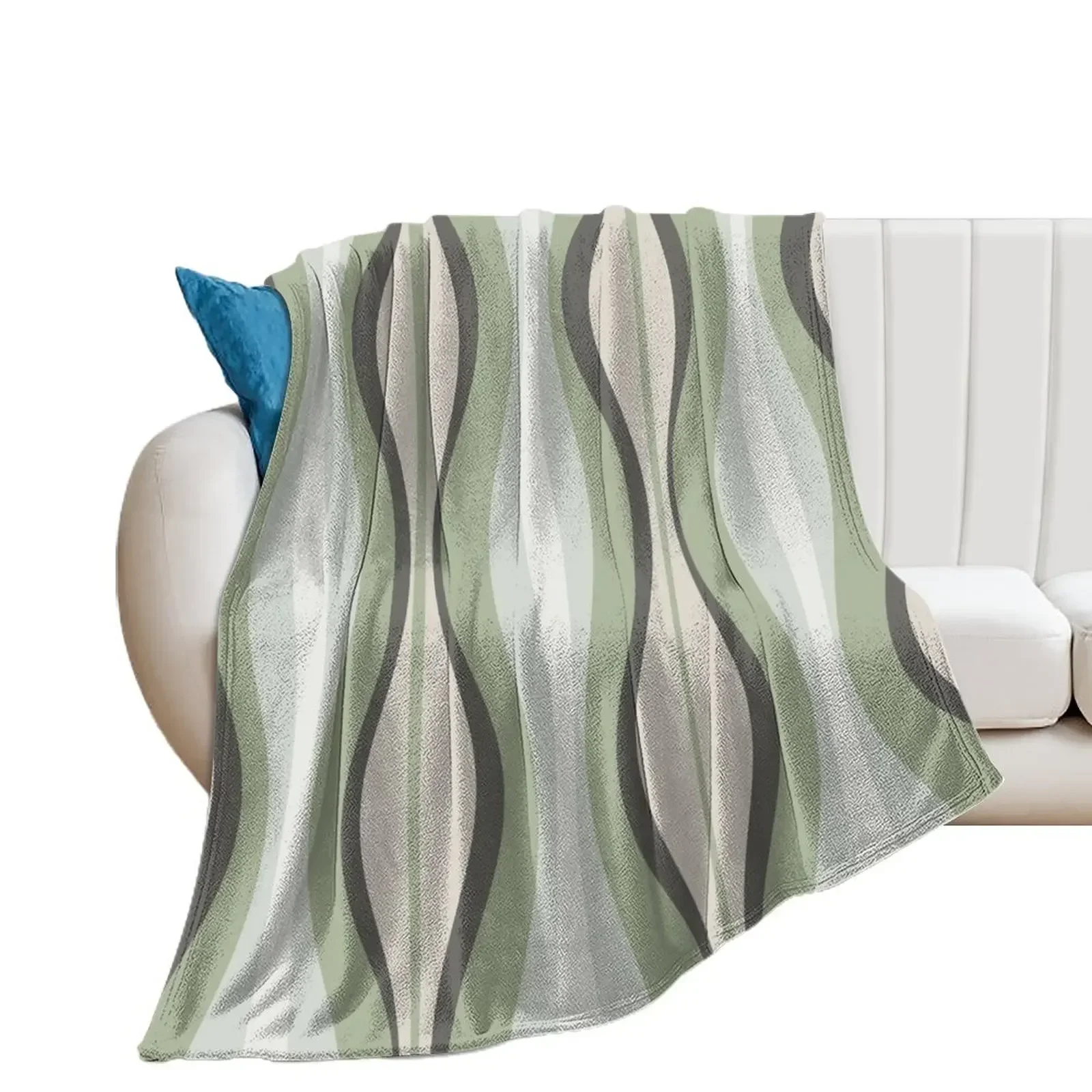 

Midcentury Modern Hourglass Abstract Pattern in Sage Green, Grey, and Beige Throw Blanket heavy to sleep Blankets