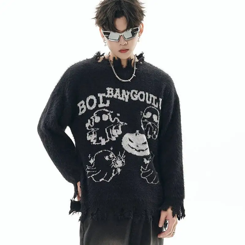 

Pumpkin Halloween Atmosphere Couple Knitted Sweater Women's Jacquard Sweater Loose Versatile Long Sleeved Pullover Sweatshirt