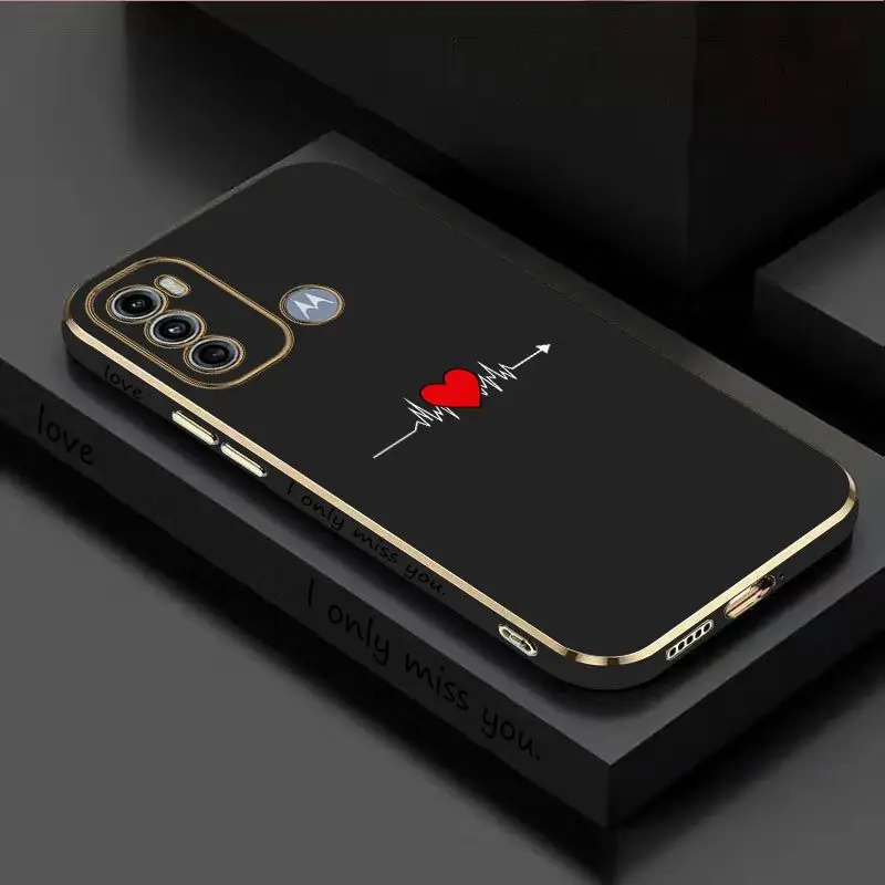 Heartbeat Luxury Plating Phone Case For Motorola Moto G60 G50 G53 G52 G42 G30 G20 G22 G52 E20 G9 Play Cover